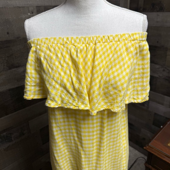 Old Navy Yellow/white gingham On/Off-Shoulder sundress size small - Picture 2 of 7